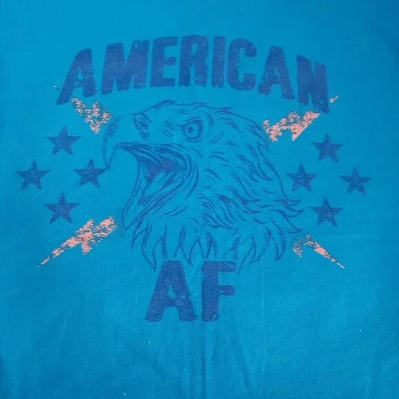 American AF Eagle T-Shirt Youth XL Blue Next Level Cotton Short Sleeve Kids Tee - Picture 3 of 5